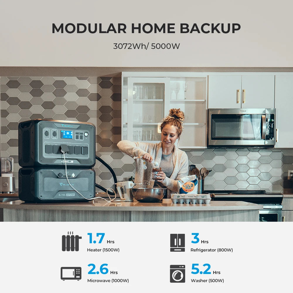 BLUETTI AC500 + B300S EXPANDABLE HOME & PORTABLE POWER STATION | 5000W (10000W SURGE) 3072WH