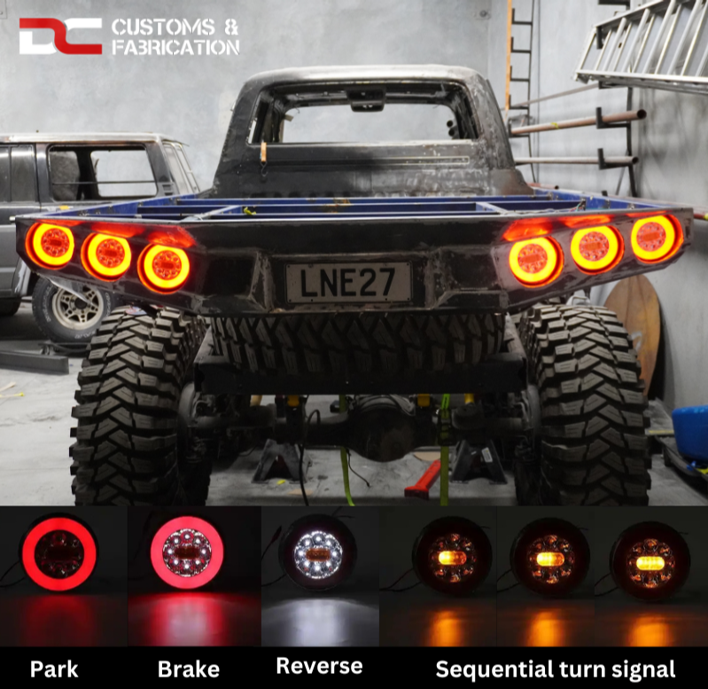 4 in 1 LED 140mm Round Tail Lights 12V or 24V pair