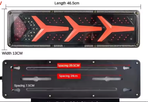 Lamborghini Aventador style Tail Lights For Tray/Trailer (2 styles 5 Sizes in 12v & 24v)