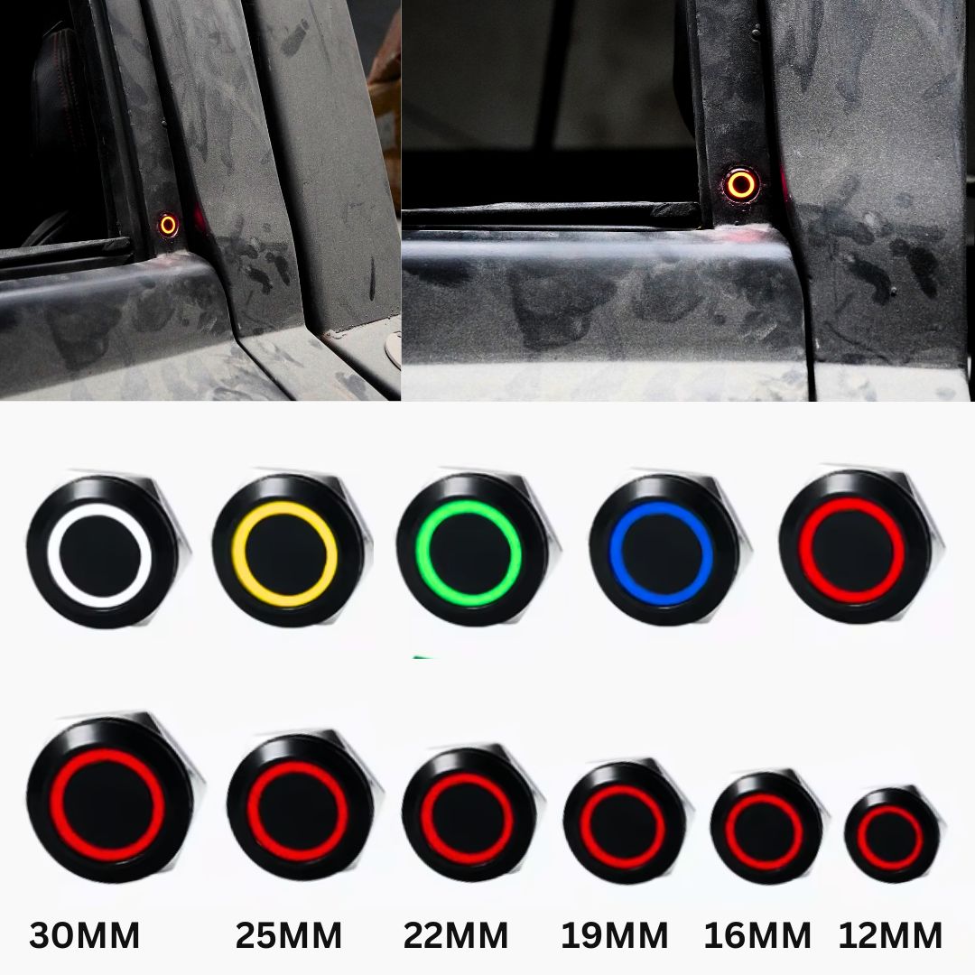 LED Waterproof Momentary Button 12mm, 16mm, 19mm, 22mm, 25mm, 30mm