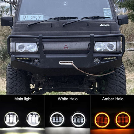 x2 4 Inch LED Fog Lights With Halo DRL & Turn Signal