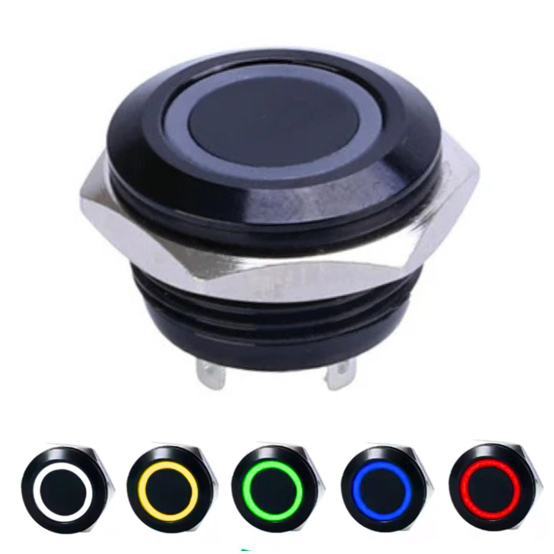 LED Waterproof Momentary Button 12mm, 16mm, 19mm, 22mm, 25mm, 30mm