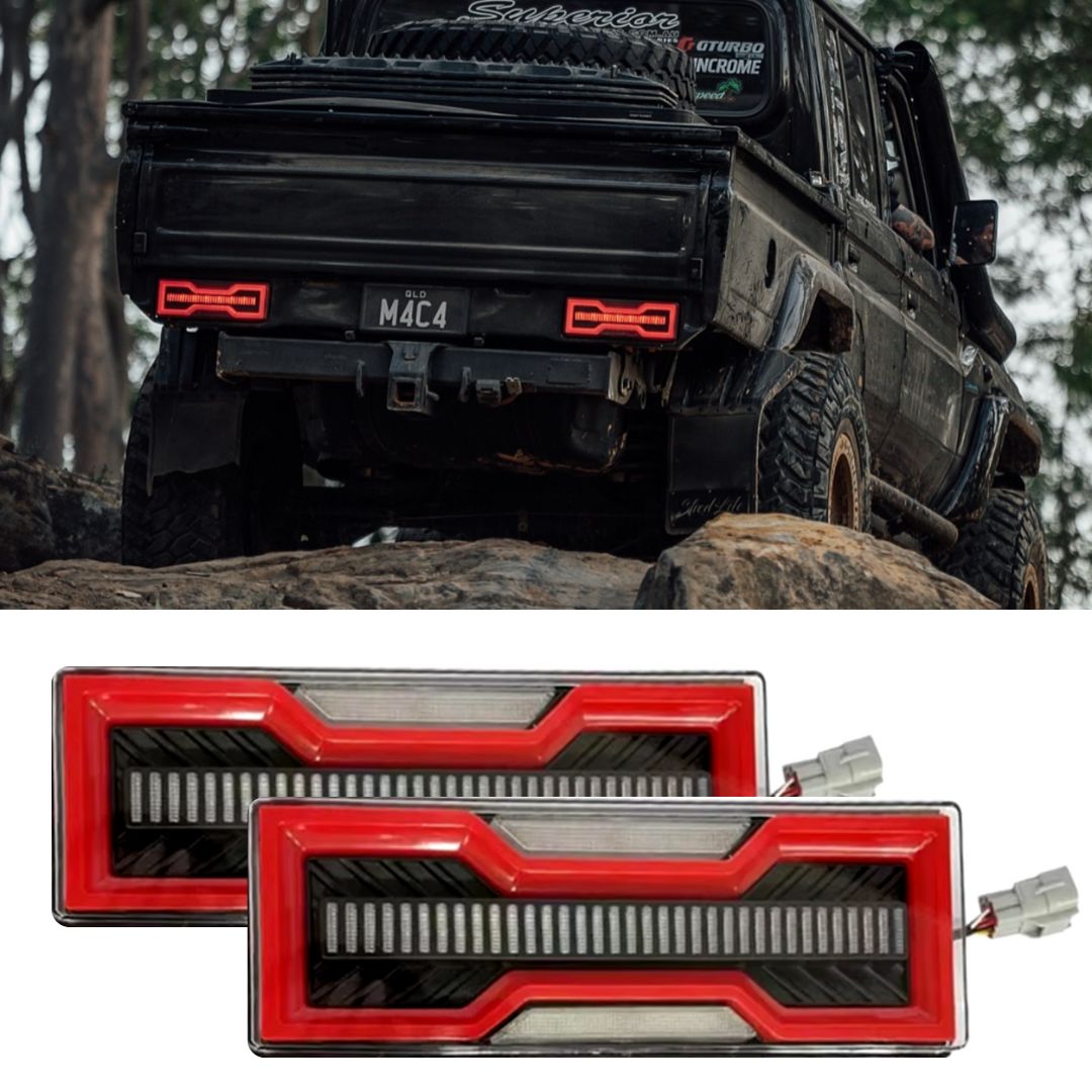 Pair of LED Tail Lights For Toyota Land Cruiser 79 LC79 Tub