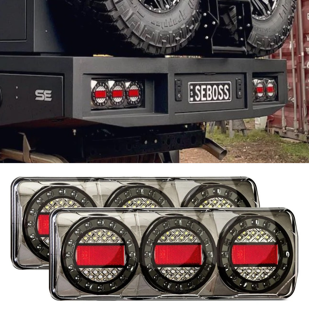 LED tail lights - 12/24V Stop/Tail/Indicator/Reverse/Reflector 3 Lamp Combination - MAXILAMPC3XRW