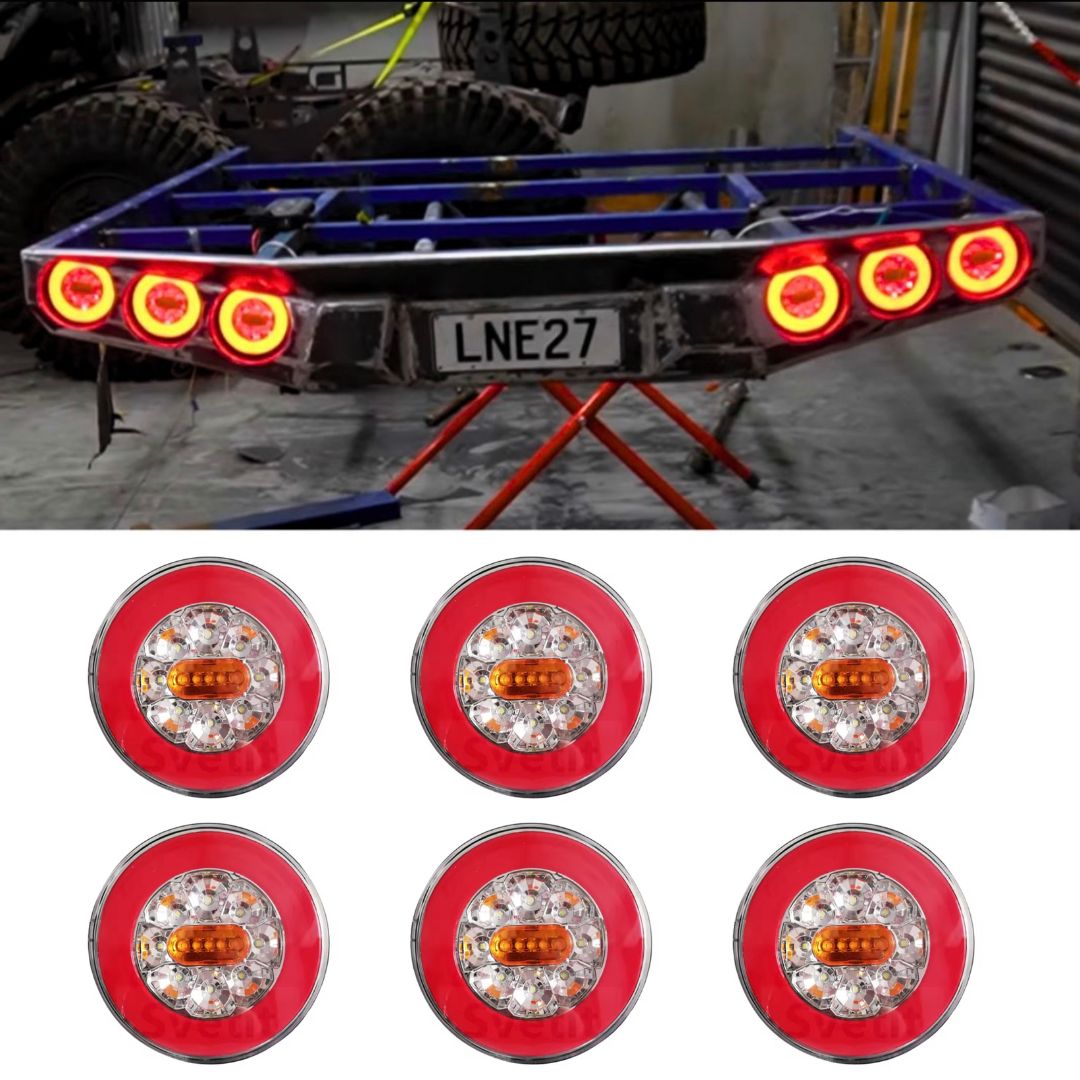 4 in 1 LED 140mm Round Tail Lights 12V or 24V ( Set of 6 )