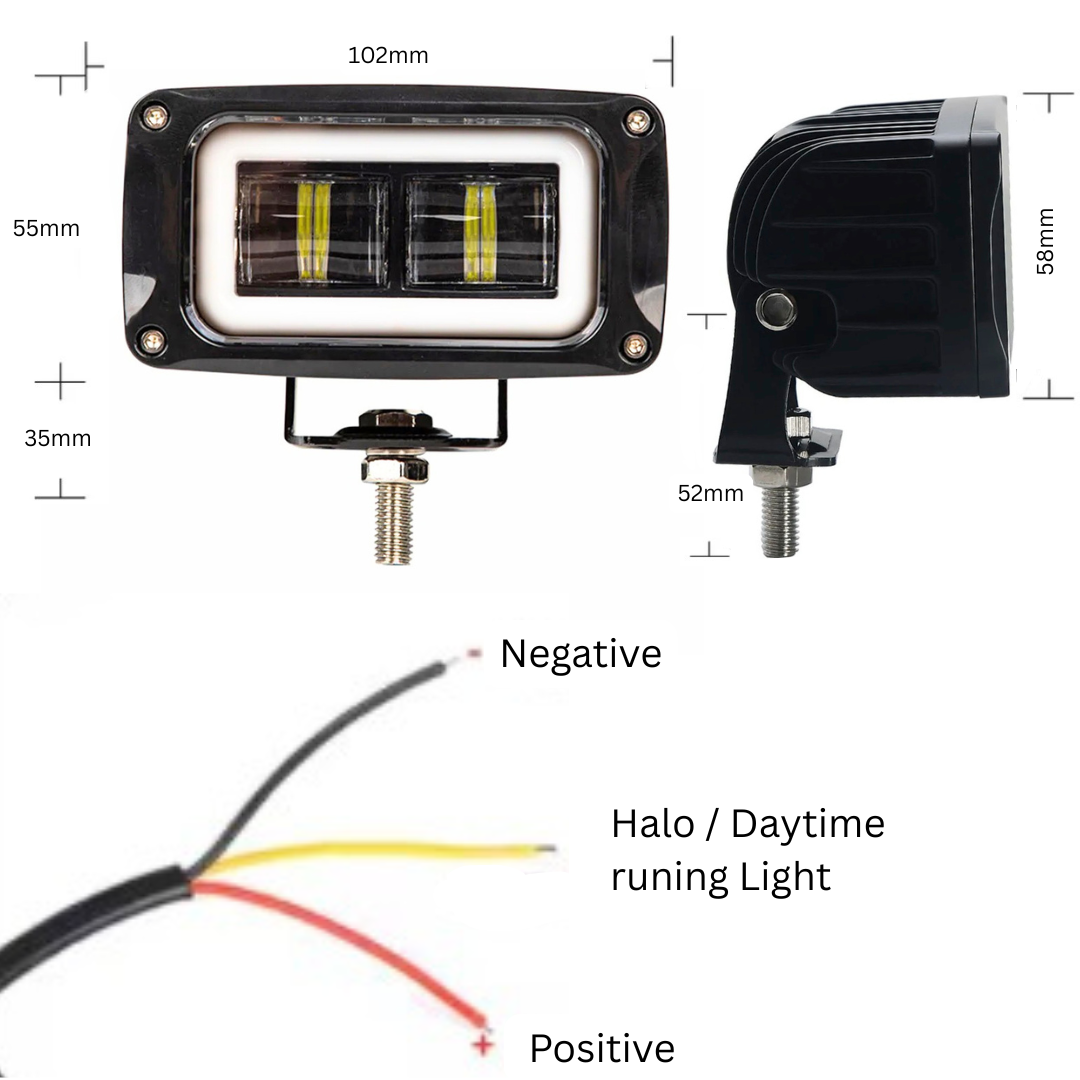 Fog Light / Driving light / Work Light / Reverse Light With Halo Angel Eyes