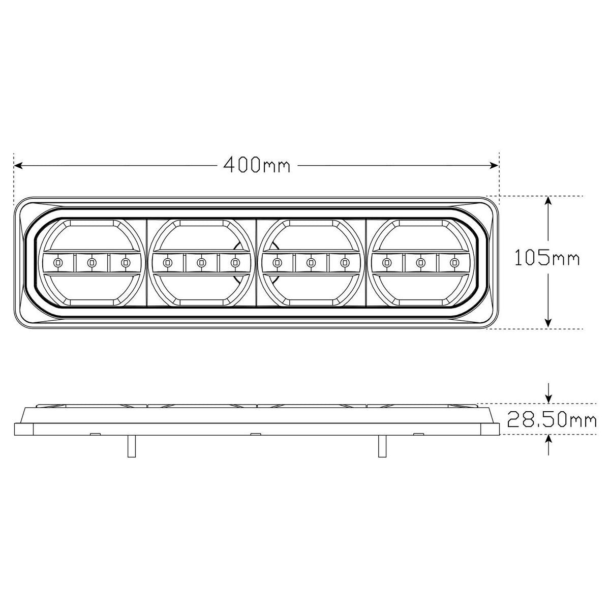 LED Autolamps 12/24V Stop/Tail/Seq-Ind - 385ARRMB