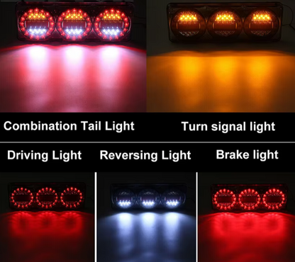 LEDAUT - 12/24V Stop/Tail/Indicator/Reverse/Reflector 3 Lamp Combination - MAXILAMPC3XRW