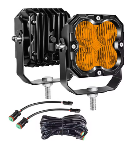 4" BLACK LED Spot Flood Combo Beam LIGHT POD 3000K - UNIVERSAL