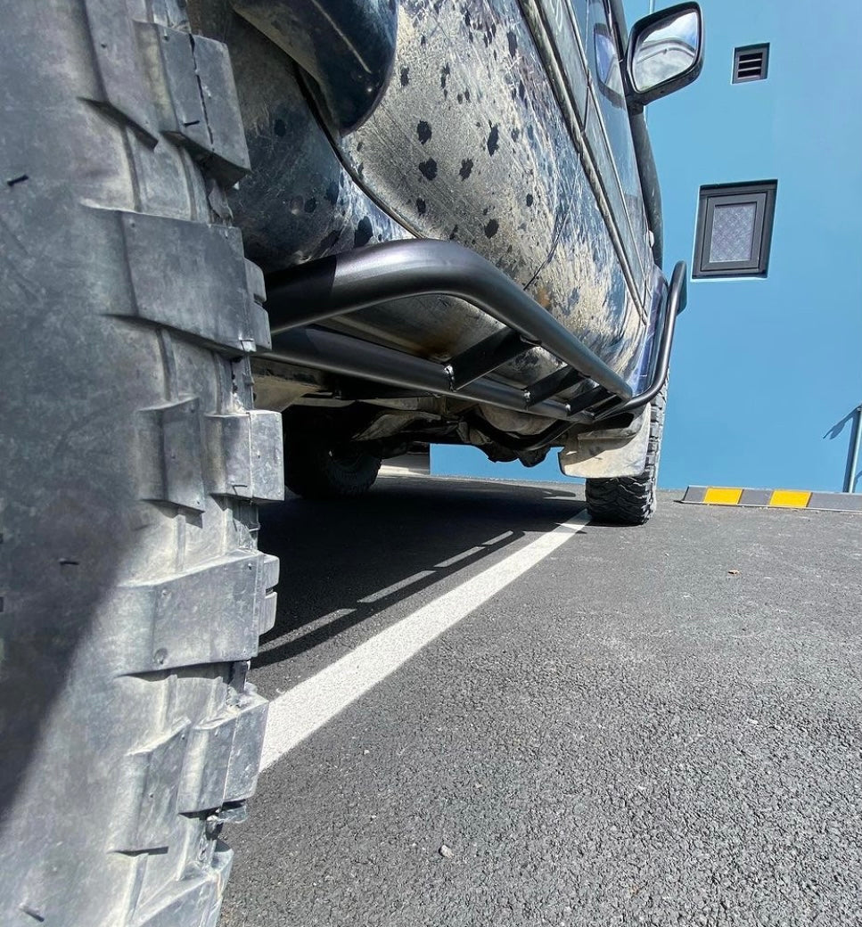 Rock slider, sidesteps, scrub bars